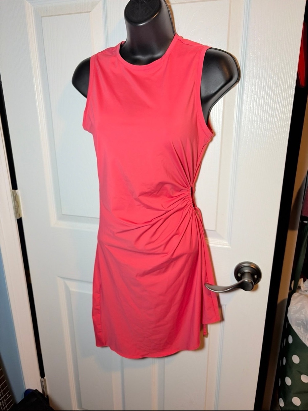 Victoria's Secret Coral Pink Sleeveless Side-Ruched Mini swim dress